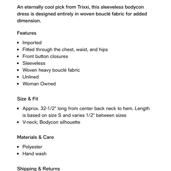 Trixxi Clothing Company Tweed Bodycon Dress Small - Picture 6 of 6